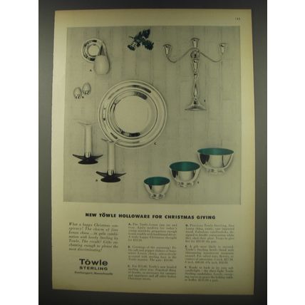 1956 Towle Sterling Silver Ad - New Towle holloware for Christmas giving