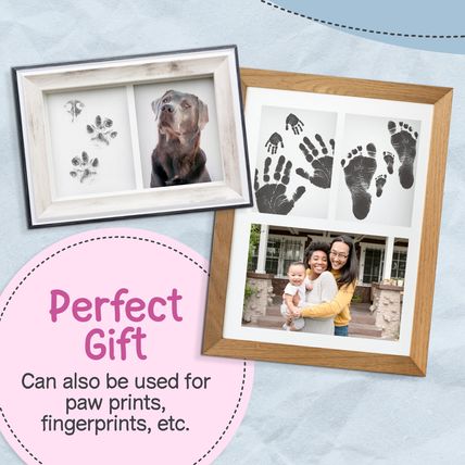 New Baby Hand Footprints Kit Boy Girl Christening Keepsake Gift & Rustic Frame