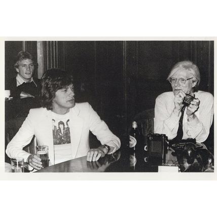 Andy Warhol With Mick Jagger at The Factory Photo Postcard