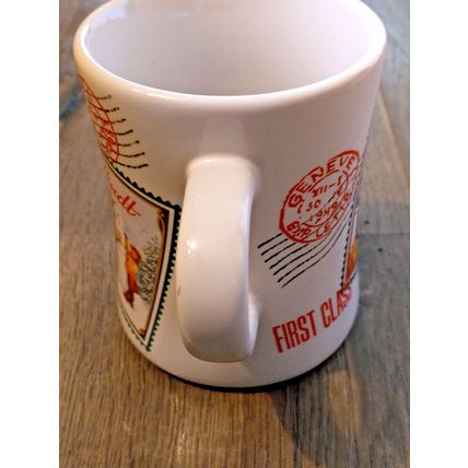 LINDT LINDOR TRUFFLES Stamps, First Class Chocolate Coffee Mug Cup 12oz. Winter