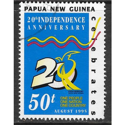 PAPUA NEW GUINEA 1995 20th ANNIVERSARY INDEPENDENCE RIBBONS EMBLEM USED