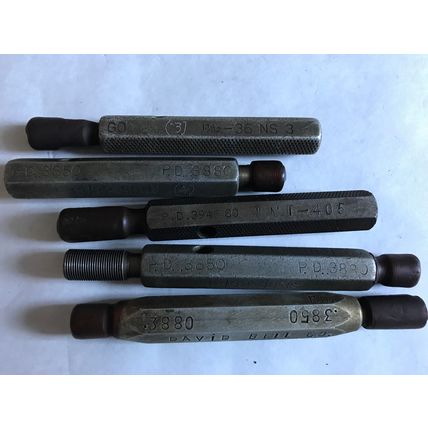 LOT 5 HANSON .3850,.3880,13/32 GO NO GO THREAD & PLUG GAUGES,36 & 56 THREAD,SB