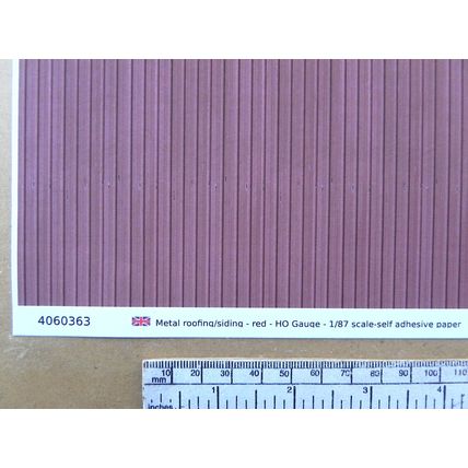 Papier de toiture – toiture/parement en métal rouge – jauge HO – échelle 1:87