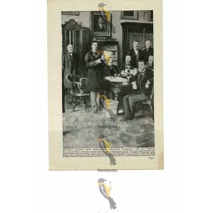 Roosevelt & Cabinet Discuss Britain's Venezuela Dispute, Book Illustration, 1909