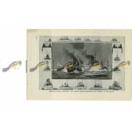 American Naval Strength, Squadron for Pacific, Book Illustration (Print), 1909