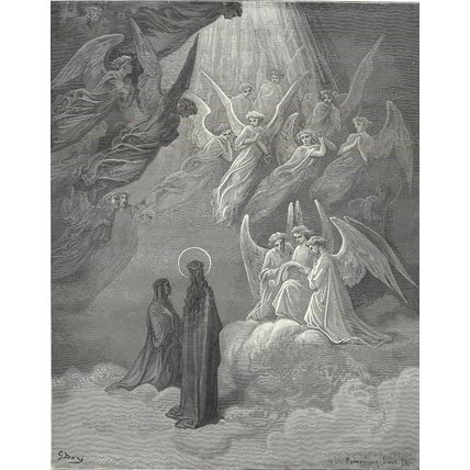 RESPLENDENT SOULS 1903 Gustave Doré - Dante Alighieri ANTIQUE ENGRAVING