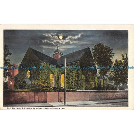 R054358 Old St. Pauls Church Moonlight. Norfolk. Va. Kaufmann