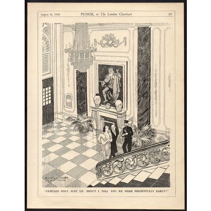 CURTAIN ONLY JUST UP 1934 Arthur Watts PUNCH CARTOON PAGE