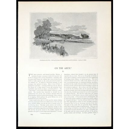 ARUNDEL FROM THE RIVER 1893 George Charles Haité PRINT