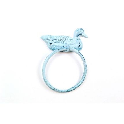Pack Of 2] Rustic Dark Blue Whitewashed Cast Iron Mallard Duck Towel Holder ...
