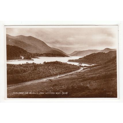 Thirlmere & Helvellyn from Western Road Postcard RP Lake District Cumbria