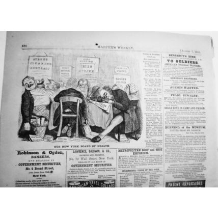 Our New York Board Of Health, original cartoon in Harper's Weekly August 5, 1865