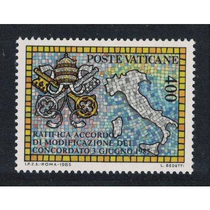 Vatican Roman Mosaic Map of Italy Symbol of Holy See 1985 MNH SG#842 Sc#765