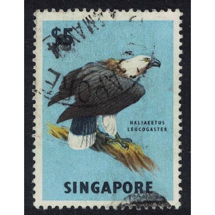 Singapore White-bellied sea eagle Bird $5 1963 Canc SG#77