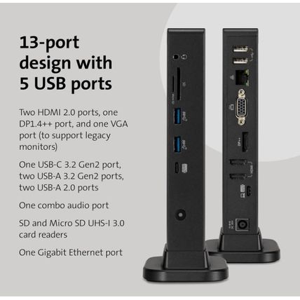 Kensington-Triple Video Driverless Docking Station for Dell HP Lenovo, Acer ASUS