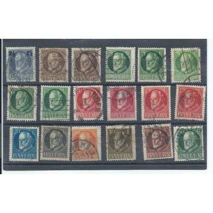 Bavaria Germany stamps. 1914-1920 King Ludwig III used lot. CV £72 (W656)
