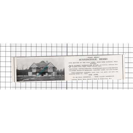 Pond Mead Sunningdale Berkshire - 1927 Small House Sale Advert