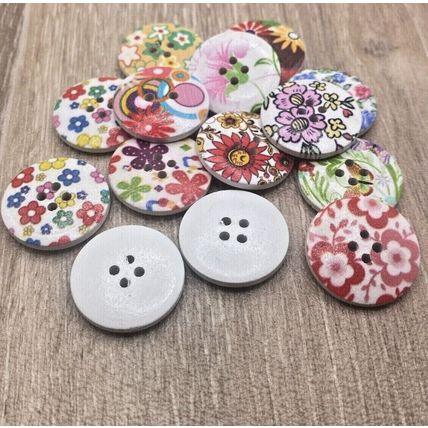 25mm Flower Buttons Wooden Mixed Knitting Adult Cardigans Sewing 4 Hole Crafts