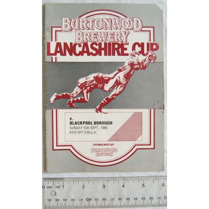 1985 programme Warrington v. Blackpool Borough, Lancashire Cup