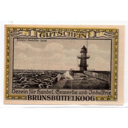 1922 Germany Brunsbuttelkoog Notgeld 25 Pfennig Note (1336)