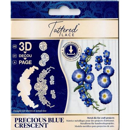 Tattered Lace 3D Decoupage Cutting Die - PRECIOUS BLUE CRESCENT - Flowers