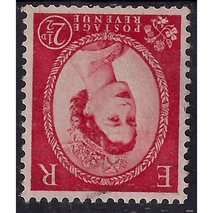 GB 1955 QE2 2 1/2d Red Wilding type 2 Inverted Wmk 165 SG 544bwi. ( H964 )