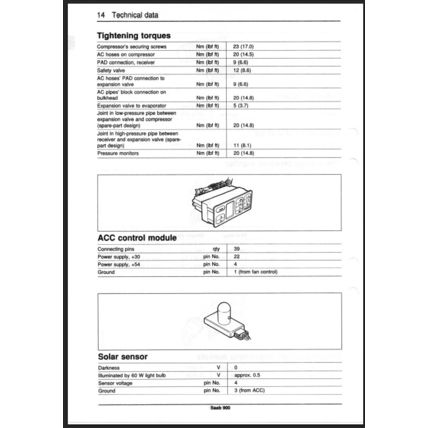 Saab 900 Climate Control System ACC Workshop Manual 1994 199731583 PDF