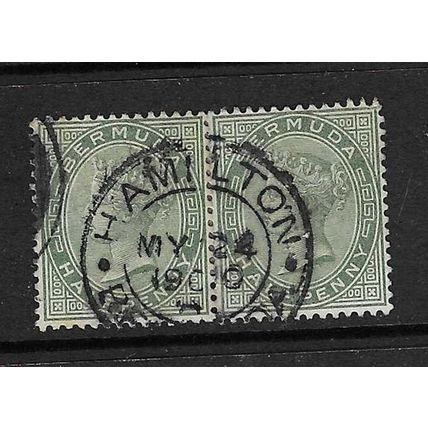BERMUDA 1883-1904 QV 1/2d CROWN CA PAIR USED SG21a X 2