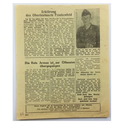 Original WW2 Russian/Soviet Air Drop Leaflet. - Code 2646. - 1943.