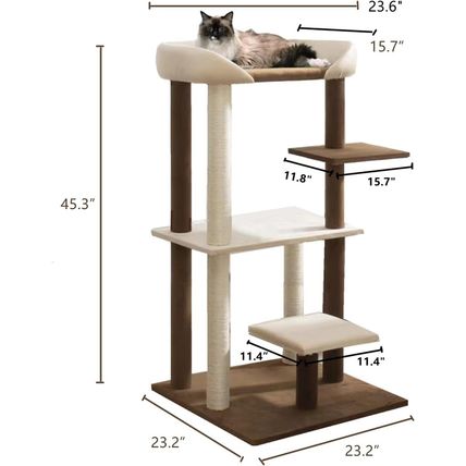 Modern Cat Tree Tower with Extra Large Platform Perch Bed for Maine Coon and Big