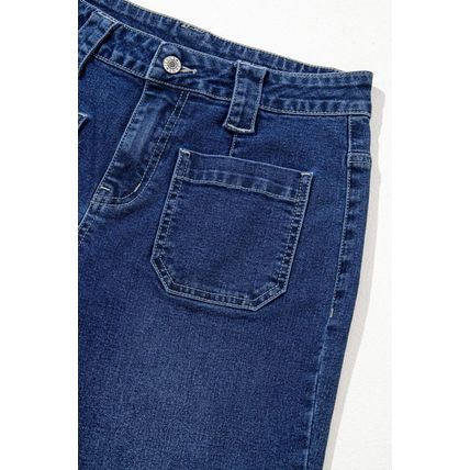 Sail Blue Wide Leg Pocketed High Waist Jeans