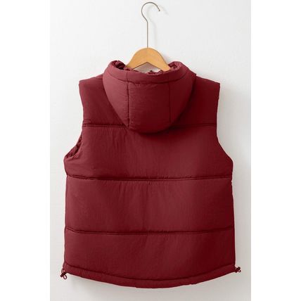 Clay Zip-up Side Pockets Hooded Puffer Vest