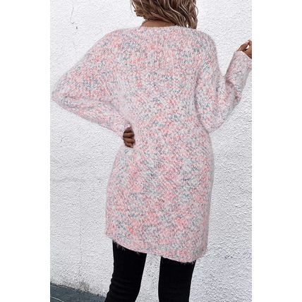 Pink Multicolor Confetti Open Front Knit Cardigan