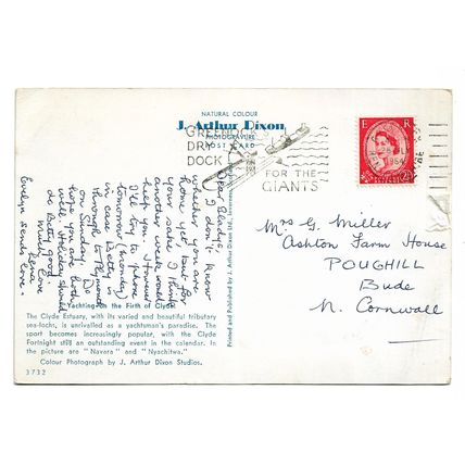 Postcard UK Scotland yachting on the Clyde yachts sailing boats posted 1964