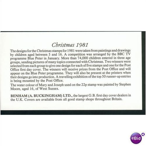 Benham Silk FDC 1981 Christmas 22p Joseph & Mary