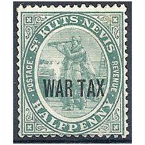 St Kitts Nevis 1916 SG22 1/2d Dull Blue-Green Mtd Mint.