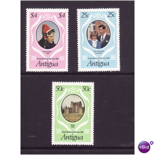 ANTIGUA 1981 ROYAL WEDDING SG 702/704 SET 3 VALS U/M MINT