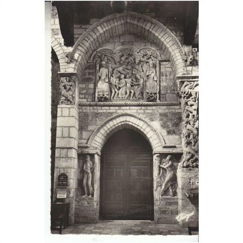 B&W Photo Postcard- Door of the Abbey Souillac Lot 309-5 France