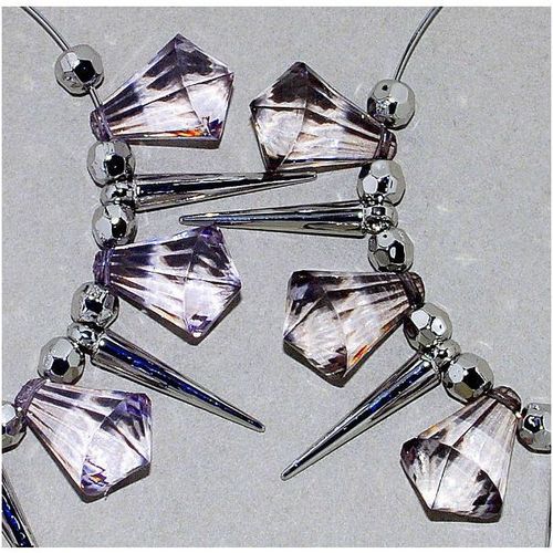 57mm Hoop Basket Ball Wives Grey Tint Crystal Spike Hook Earrings Jewellery 1531
