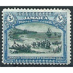 Jamaica 1921 SG83 3d Myrtle Green & Blue Mounted Mint ... .