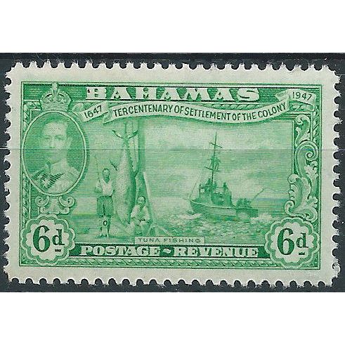 Bahamas 1948 SG185 6d Emerald Green Mounted Mint . ..