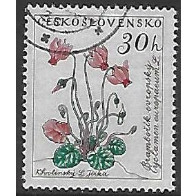 Mi 1235: 30 h. multicoloured Flowers: Cyclamen (Cyclamen europaeum).