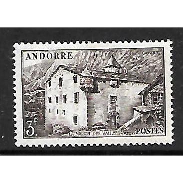 ANDORRA FRENCH 1944 HOUSE OF THE VALLEYS 3F BROWN SG F111 M / MINT