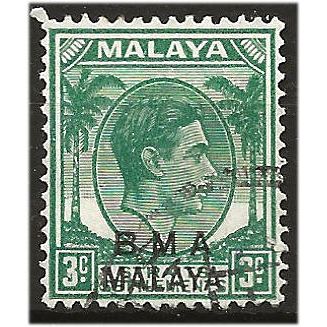 BMA Malaya 1947 SG4a 3c Blue-Green Fine Used .. ..