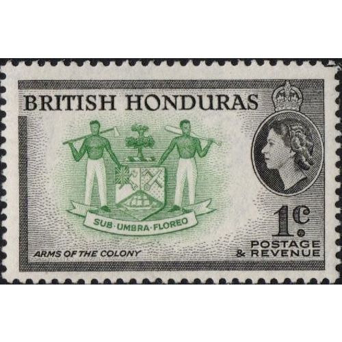 British Honduras 1953 1c Green Black Unmounted Mint MNH SG 179 Sc 144 stamp Arms