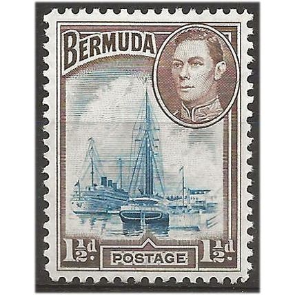 Bermuda 1943 SG111a 1 1/2d Blue & Brown Mounted Mint . .. .