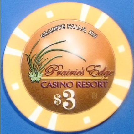 Prairie's Edge. $3 Casino Chip. Granite Falls, MN. X07.