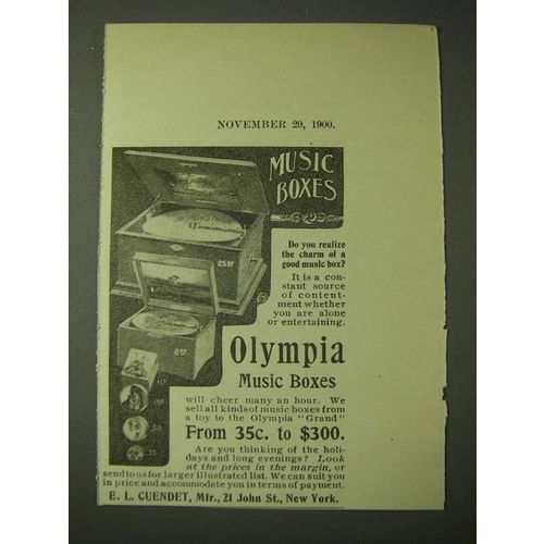 1900 Olympia Music Boxes Ad - Do you realize the charm of a good Music Box