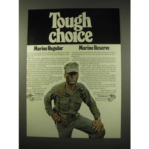 1976 U.S. Marines, Marine Reserve Ad - Tough Choice