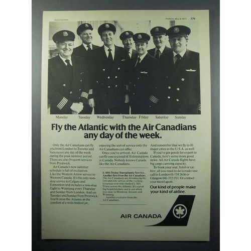 1977 Air Canada Ad - Fly the Atlantic